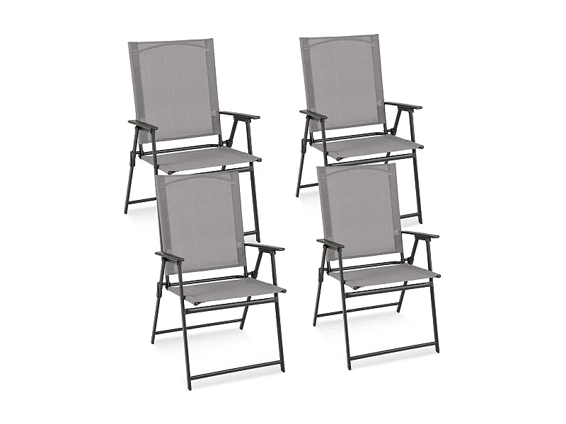 4-Teiliges Terrassenstuhl-Set Esszimmerstühle mit hoher Rückenlehne Grau