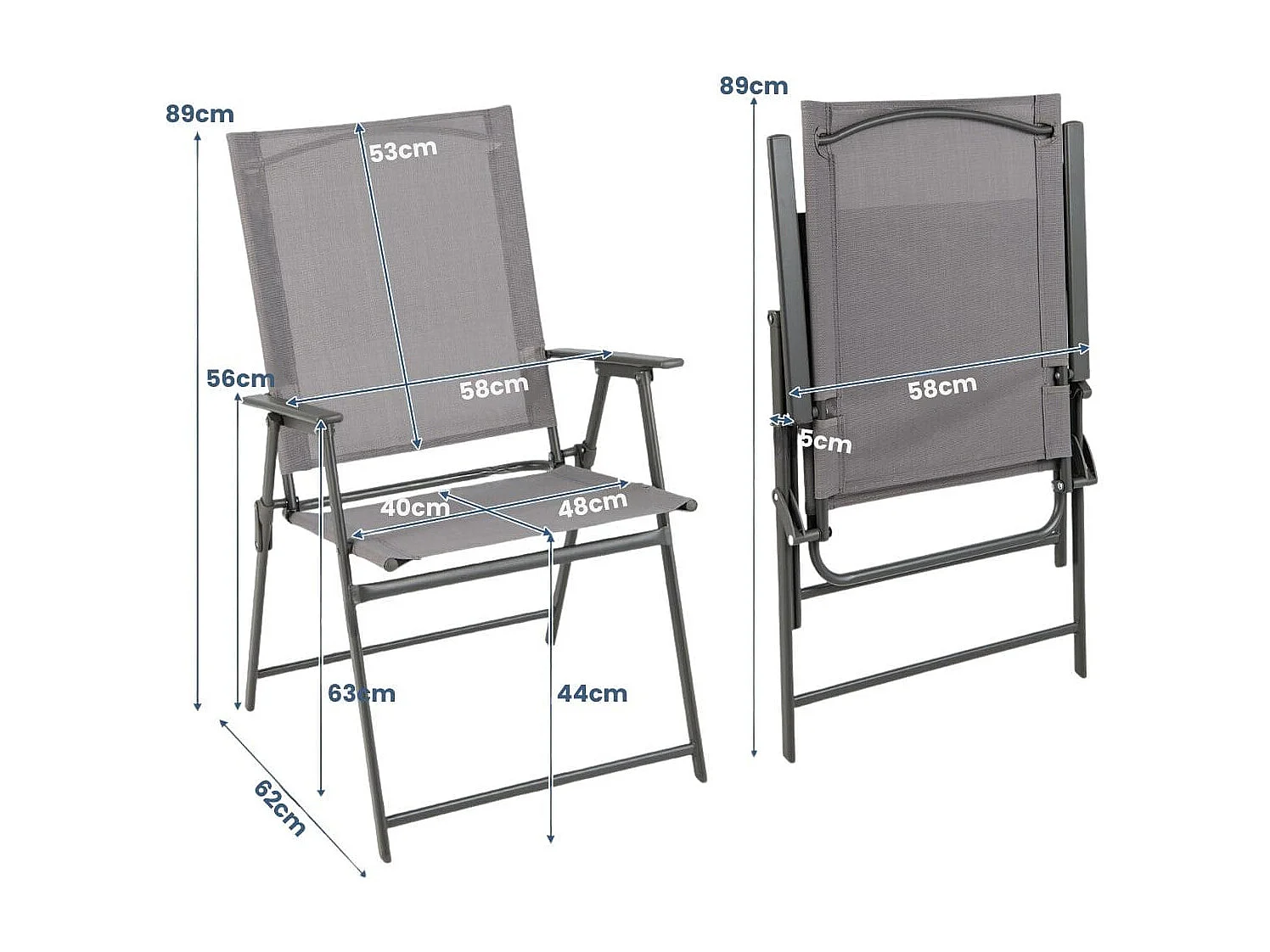 2-Teiliges Terrassenstuhl-Set Esszimmerstühle mit hoher Rückenlehne Grau