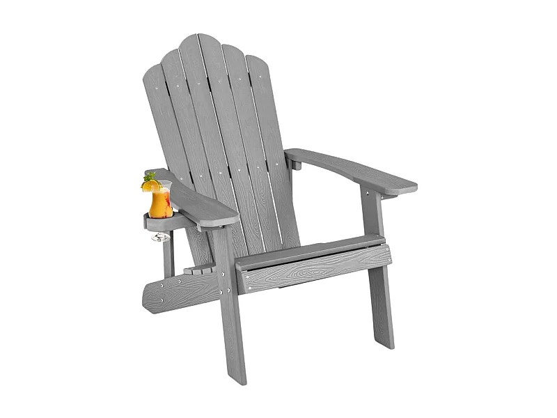 Sedia adirondack da esterno con portabicchieri, Sedia resistente alle intemperie per cortile portata 170kg Grigia