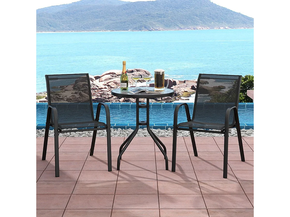 Set da giardino in 3 pezzi: tavolino da giardino + 2 sedie da giardino