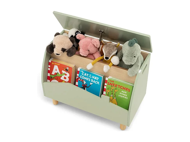 Spielzeugkiste Aufbewahrungstruhe aus Holz mit Regal für Kinderspielzeug Grün