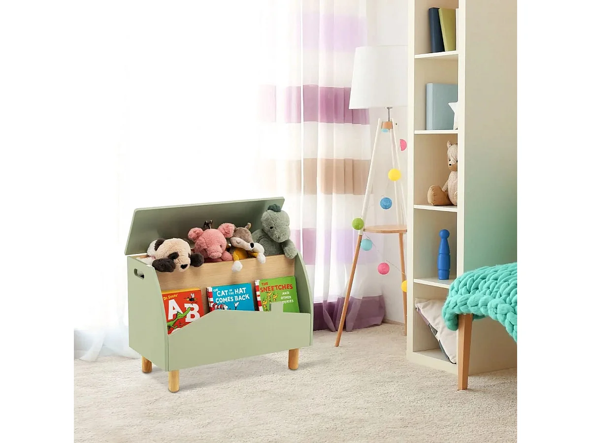 Spielzeugkiste Aufbewahrungstruhe aus Holz mit Regal für Kinderspielzeug Grün