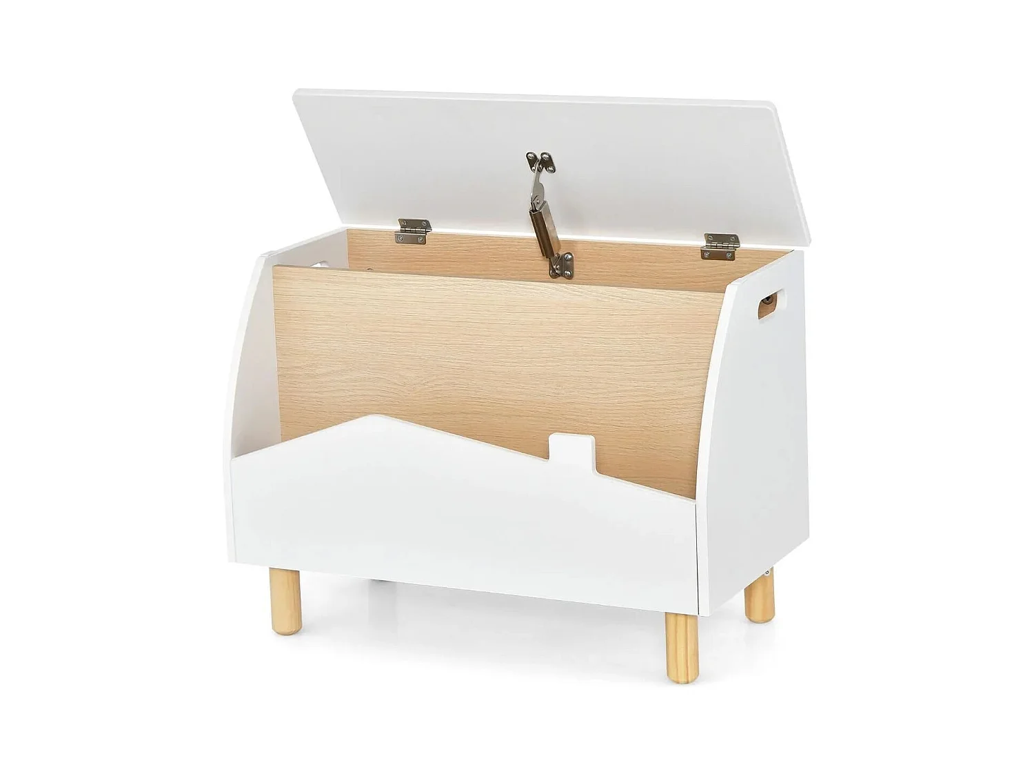 Coffre à Jouets en Boisavec Etagère de Présentation Boîte de Rangementpour Filles Garçons 60 x 33 x 44 cm Blanc