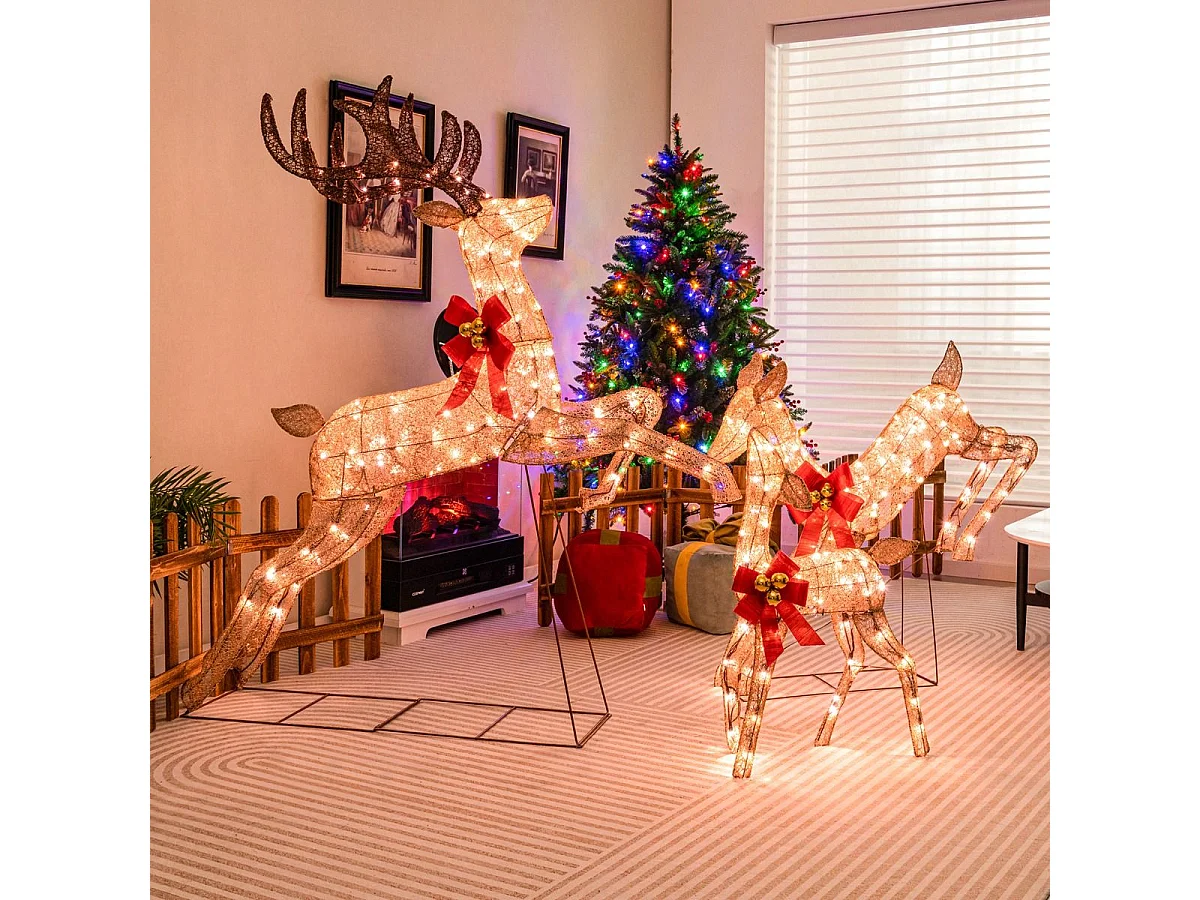 3-Teiliges Beleuchtetes Weihnachtsrentier Weihnachtsrentier-Familienset