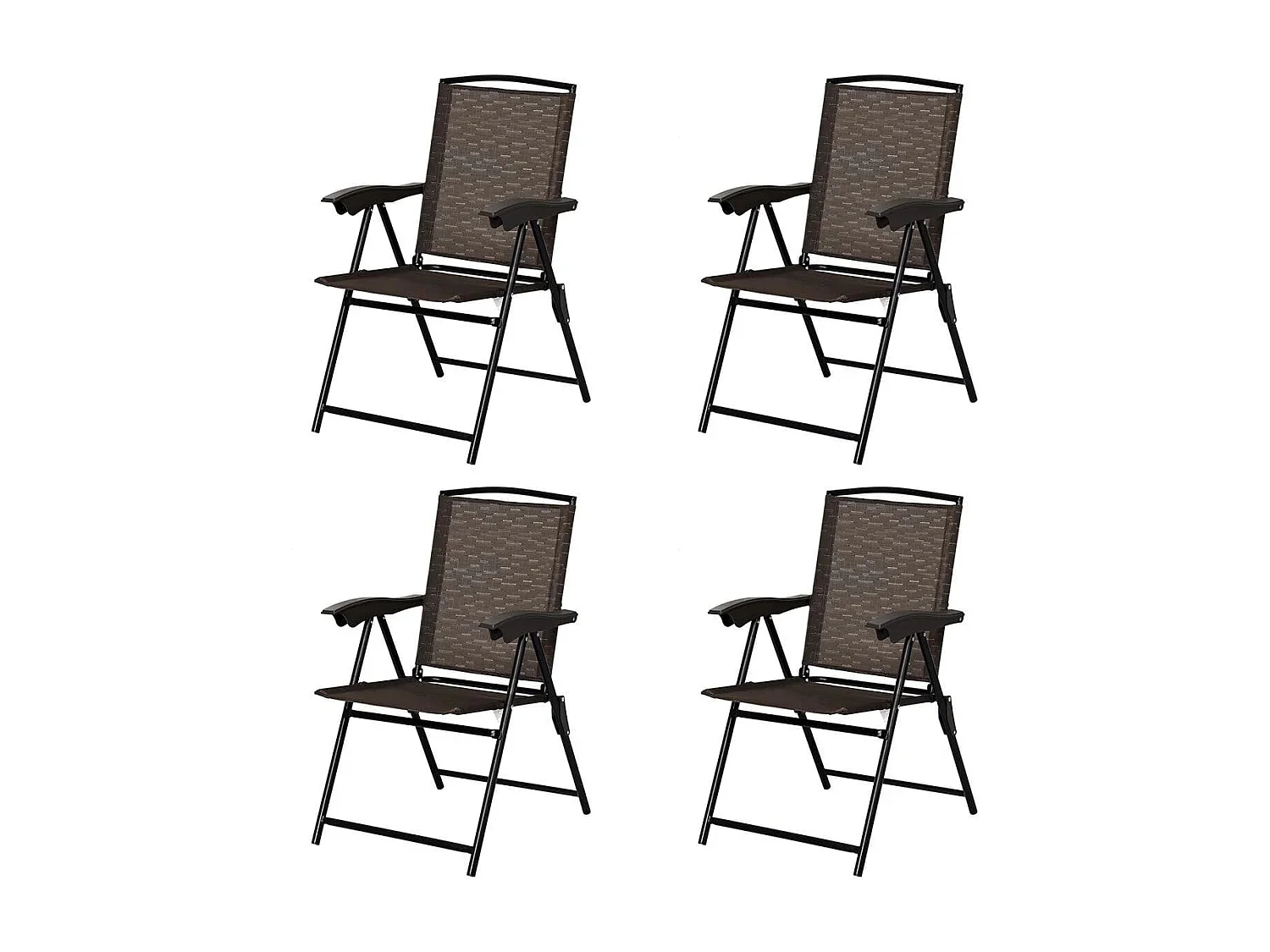 4er Set Klappstühle Hochlehner Gartenstuhl Klappsessel 69 x 54 cm x 90 cm Braun