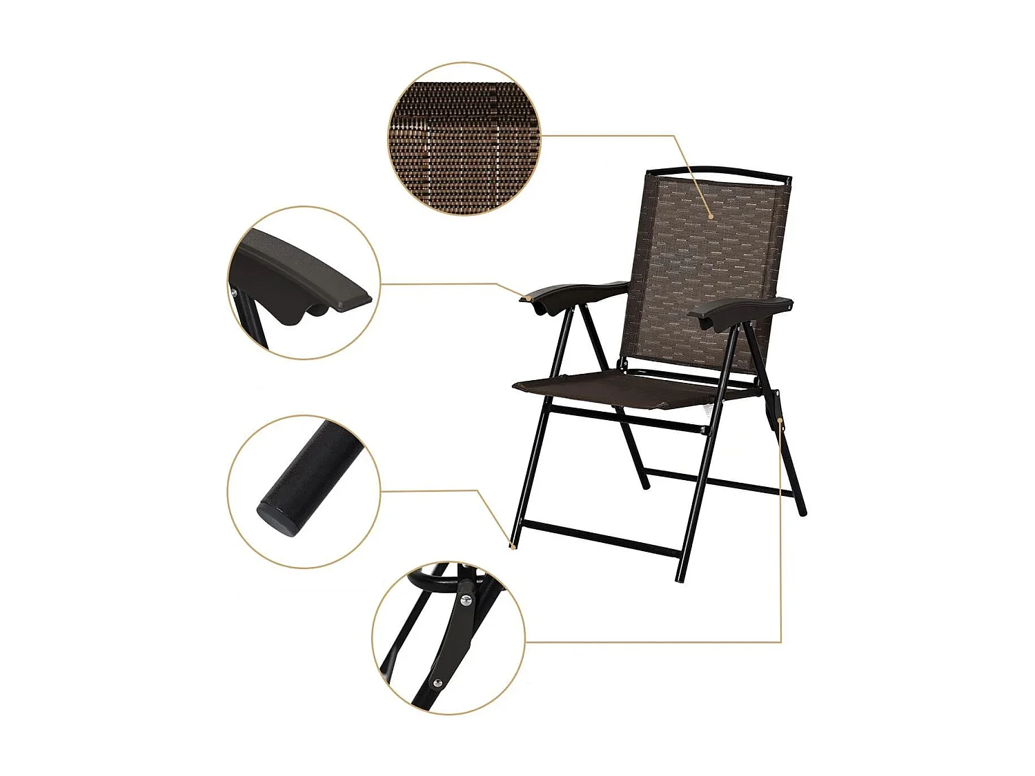 4er Set Klappstühle Hochlehner Gartenstuhl Klappsessel 69 x 54 cm x 90 cm Braun