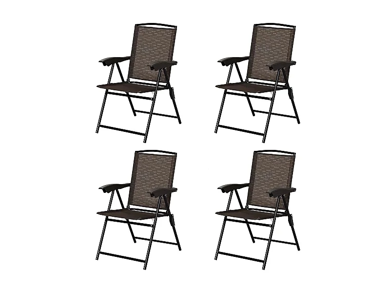 Lot de 4 Chaises Pliantes en Textilène 54 x 69 x 43-90 CM Chaise de Jardin Portable avec Dossier Réglable