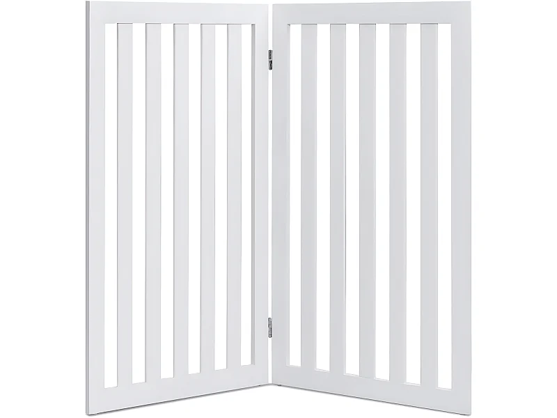 Absperrgitter Hunde 89cm Hoch, Schutzgitter Holz, Kindergitter klappbar, Treppengitter Hundeabsperrgitter flexibel Türschutzgitter (Weiß-2 Paneelen) BE9381