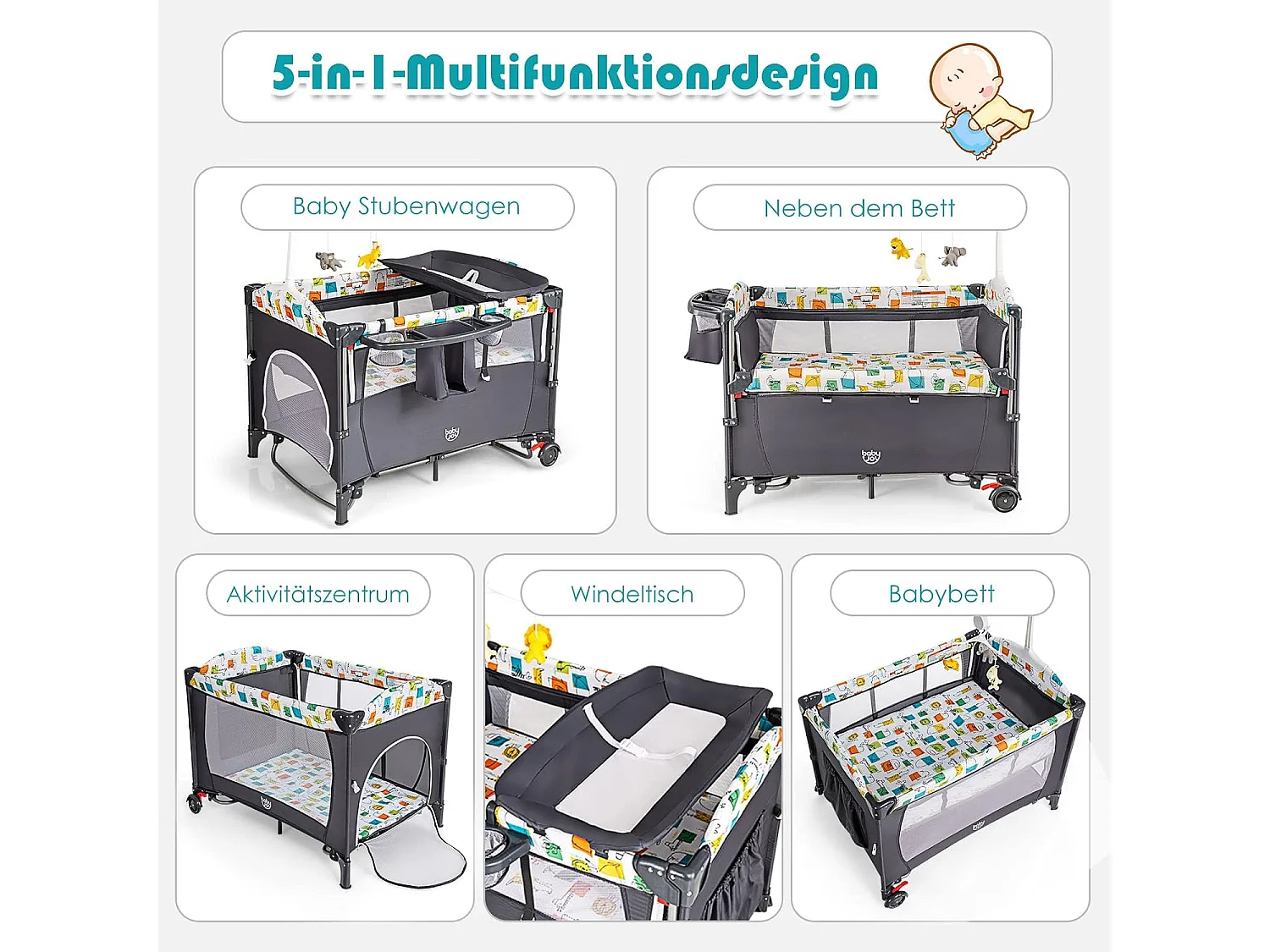 5 in 1 Babybett Babyreisebett