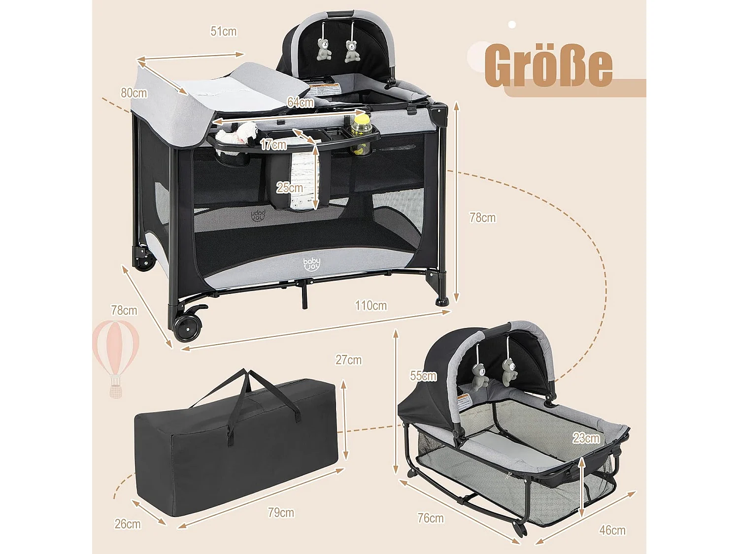 5 in 1 Babybett Babyreisebett