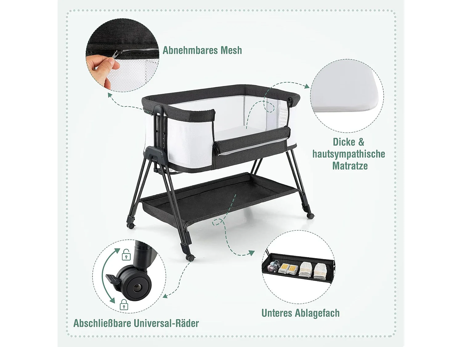 2 in 1 Beistellbett+Stubenwagen NO32331