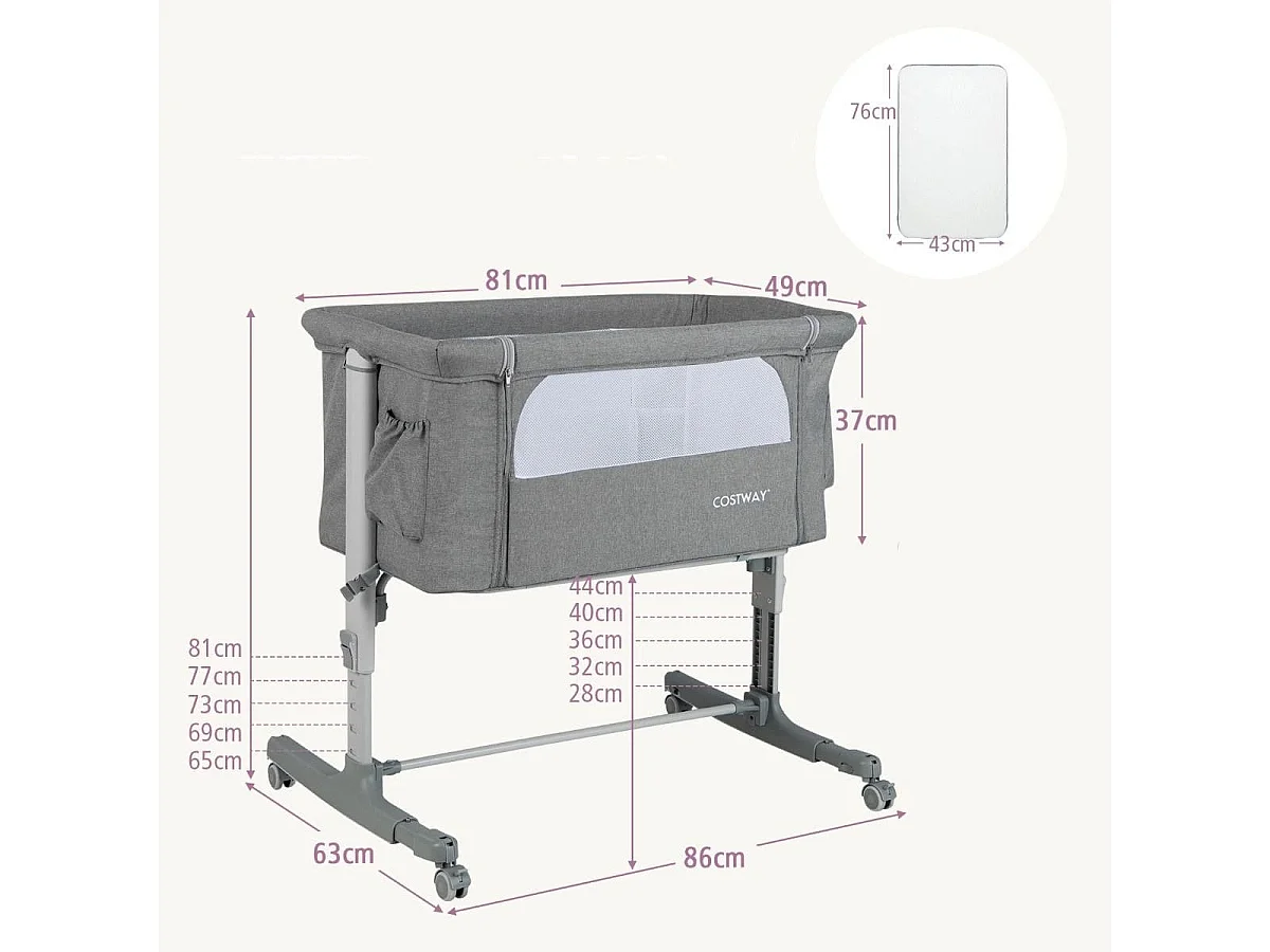 3-in-1-Babybett: Wiege und Gondel