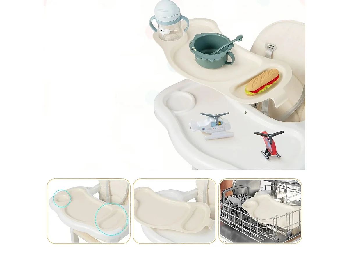 3 in 1 Babystuhl Hochstuhl & Essstuhl & Kindersitzgruppe 62 x 51 x 104 cm Beige