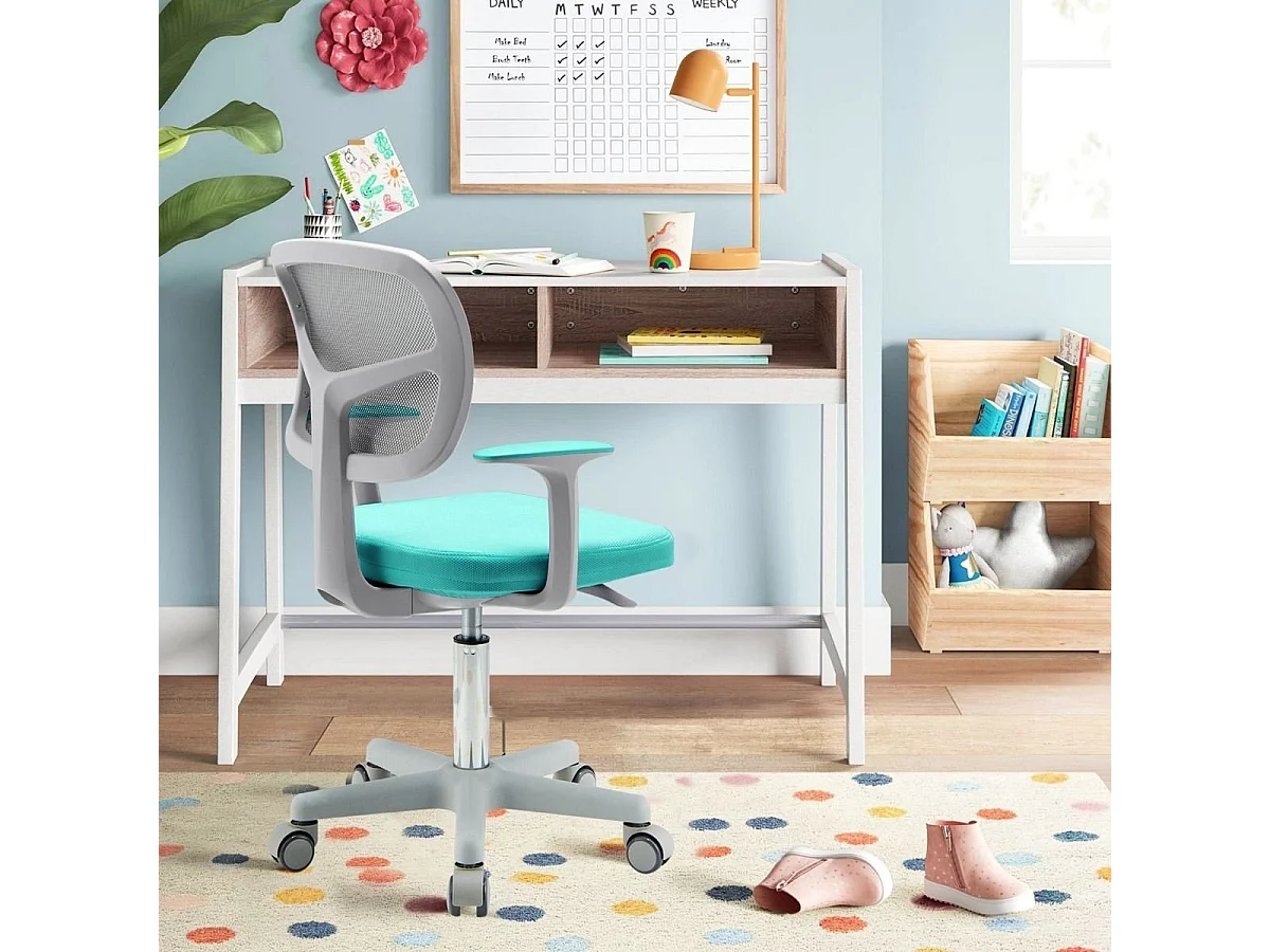 Kinder-Schreibtischstuhl Kinder-Computerstuhl mit Einstellbarer Höhe Türkis