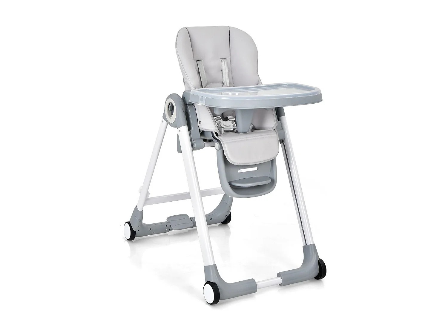 4 in 1 Baby Hochstuhl Kinderhochstuhl klappbar Babystuhl mit Liegefunktion 84 x 56 x 104 cm Grau