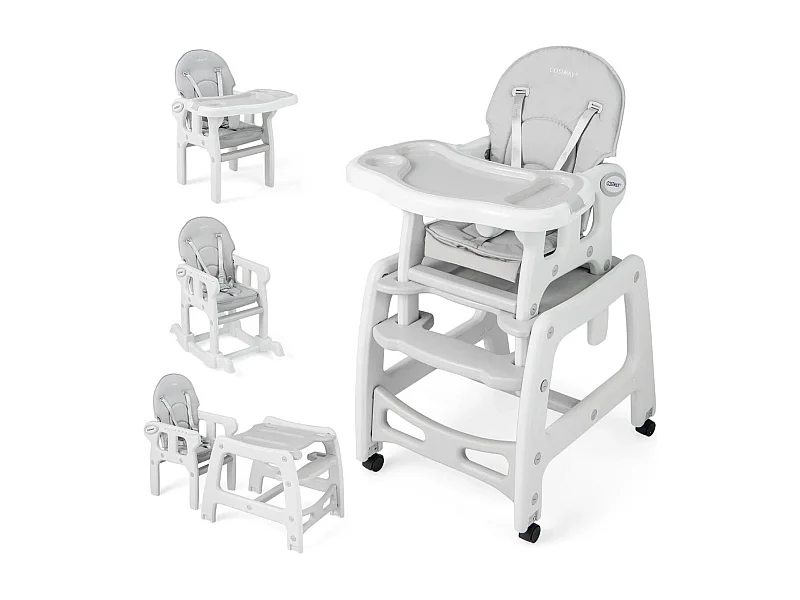 3 in 1 Babystuhl Hochstuhl & Essstuhl & Kindersitzgruppe 62 x 51 x 104 cm Grau