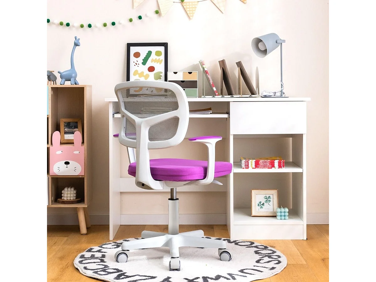 Kinder-Schreibtischstuhl Kinder-Computerstuhl mit Einstellbarer Höhe Grün Lila