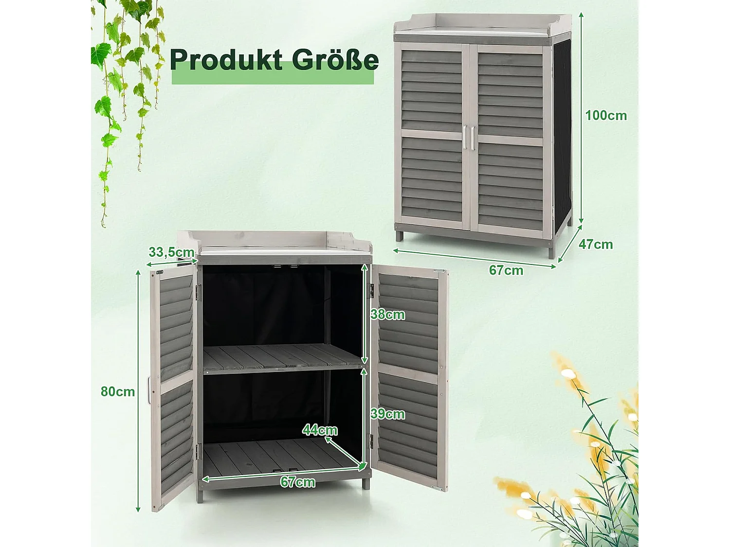 Gartenschrank mit Metall-Platte