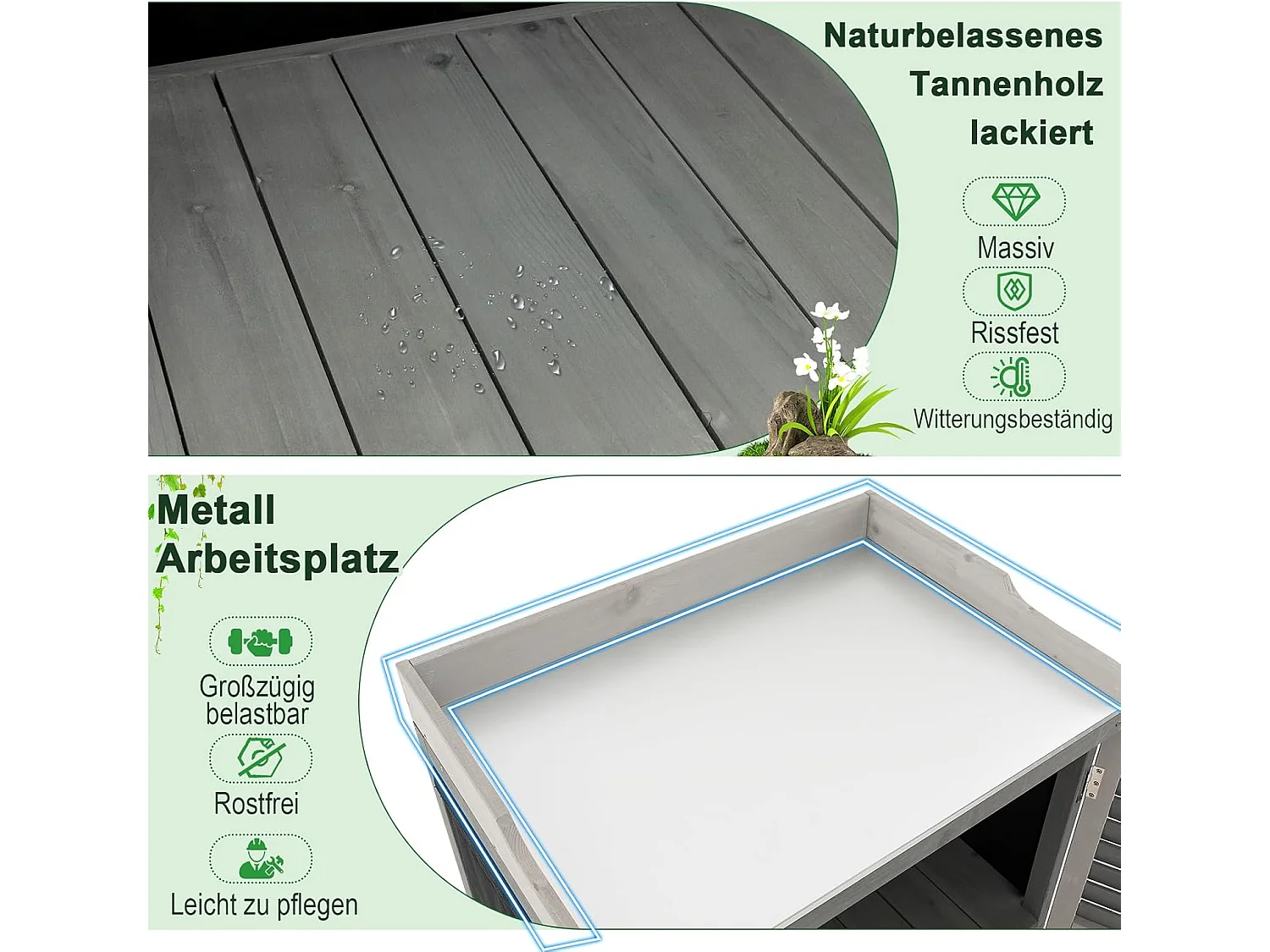 Gartenschrank mit Metall-Platte