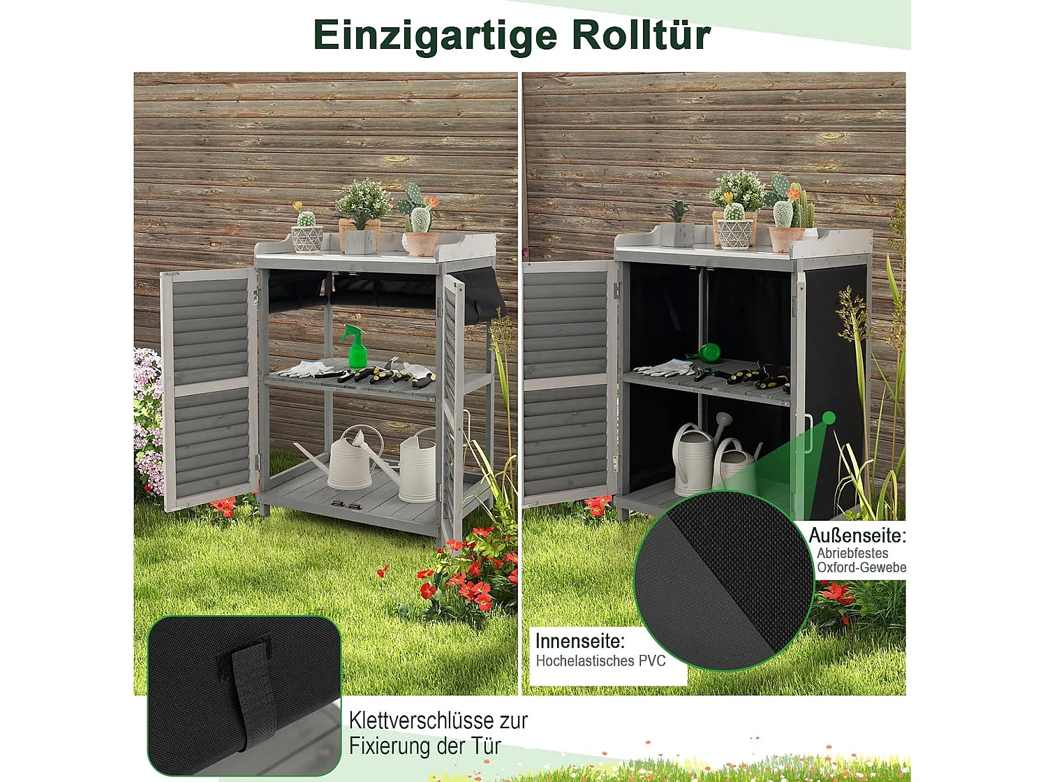 Gartenschrank mit Metall-Platte