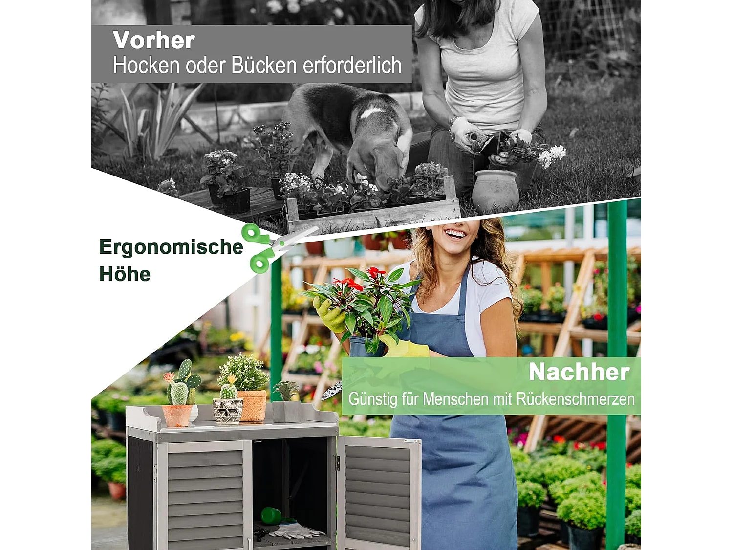 Gartenschrank mit Metall-Platte