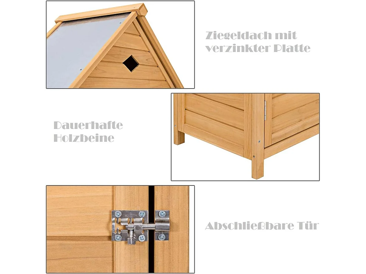 Gartenschrank mit Satteldach Gerätehaus Holz Geräteschuppen Werkzeugschrank Holz Geräteschrank 177x80x45cm, für Außenbereich Garten Balkon