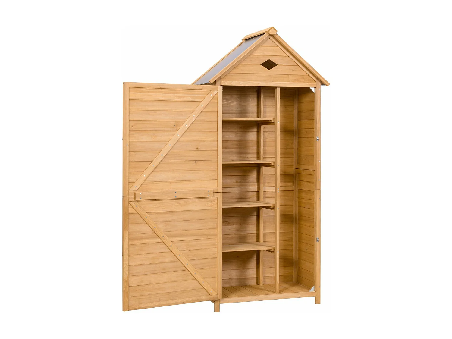 Gartenschrank mit Satteldach Gerätehaus Holz Geräteschuppen Werkzeugschrank Holz Geräteschrank 177x80x45cm, für Außenbereich Garten Balkon