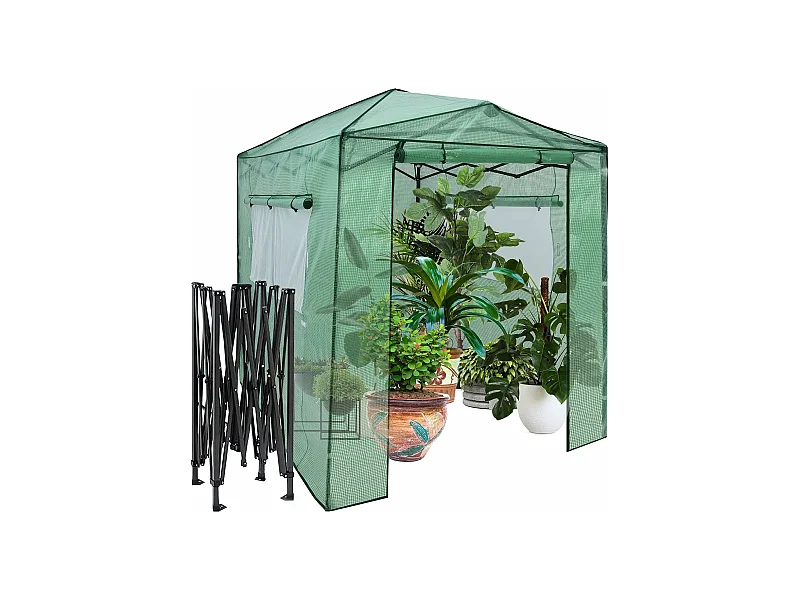 Gewächshaus mit aufrollbaren Tür