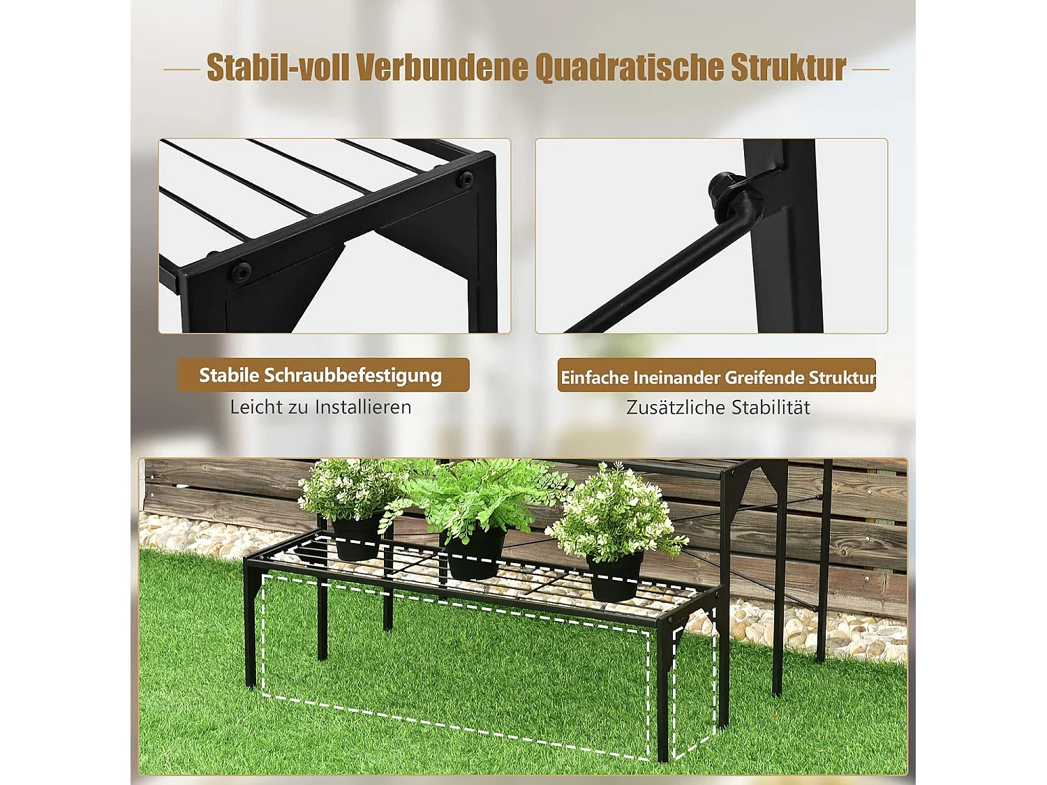 3-stufiger Metall Blumentreppe Blumenregal Pflanzenständer Pflanzenregal Metallkonstruktion Metall