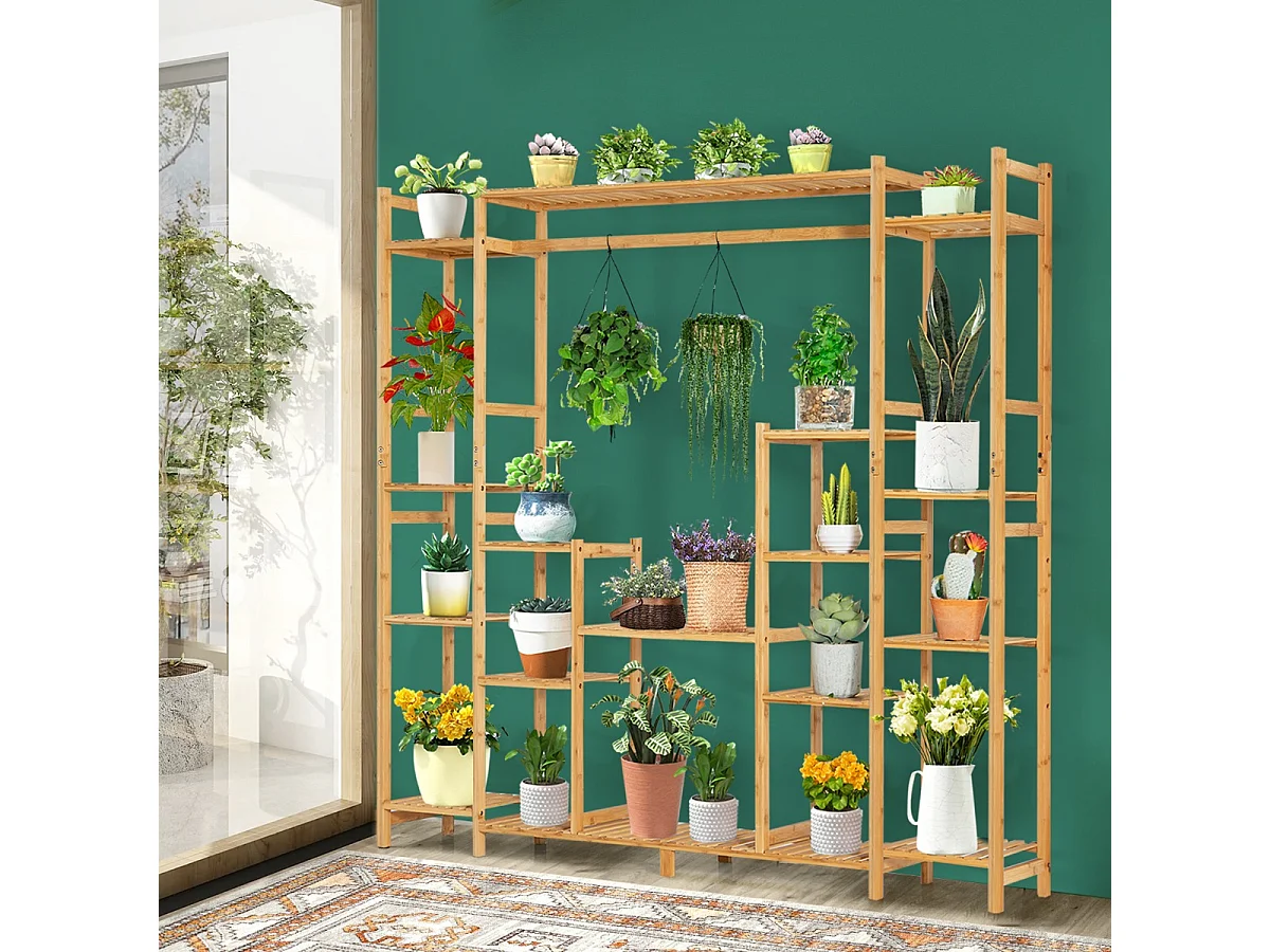 Geräumiges Blumenbeet – Pflanzenregal aus Bambus