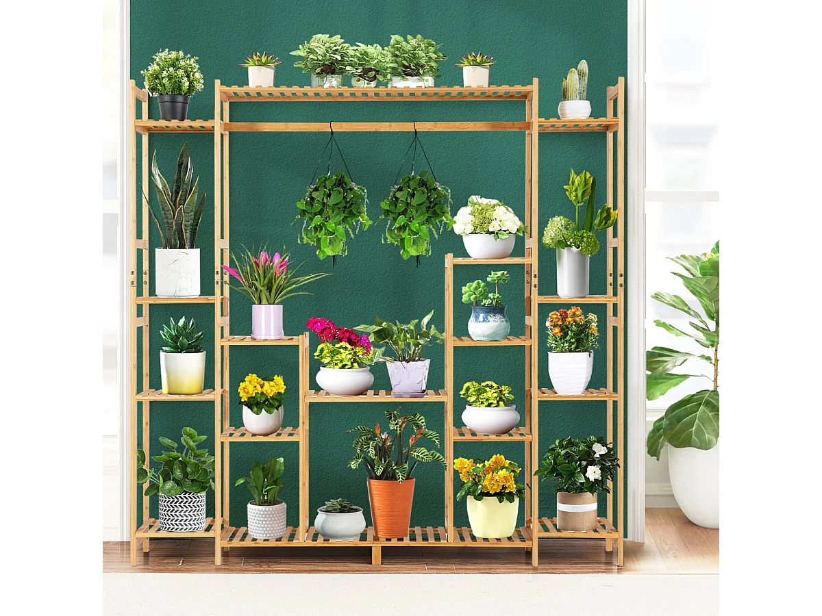 Geräumiges Blumenbeet – Pflanzenregal aus Bambus