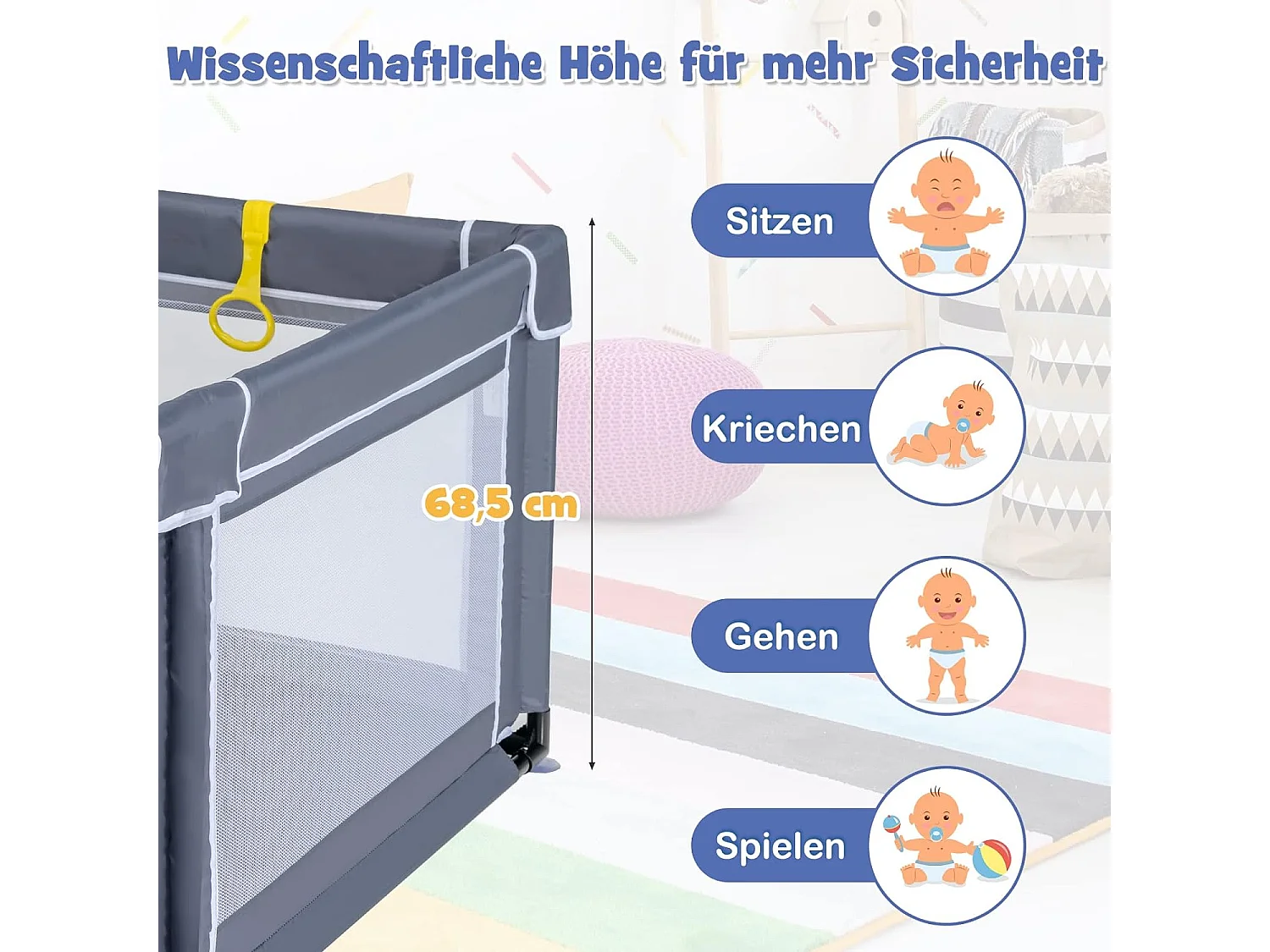 Baby Laufstall mit 50 Spielbällen