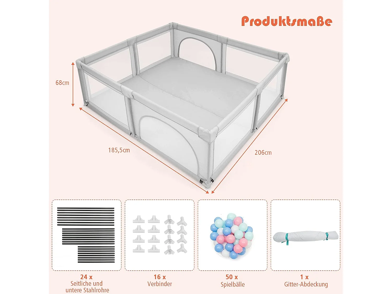 Baby Laufstall mit 50 Spielbällen
