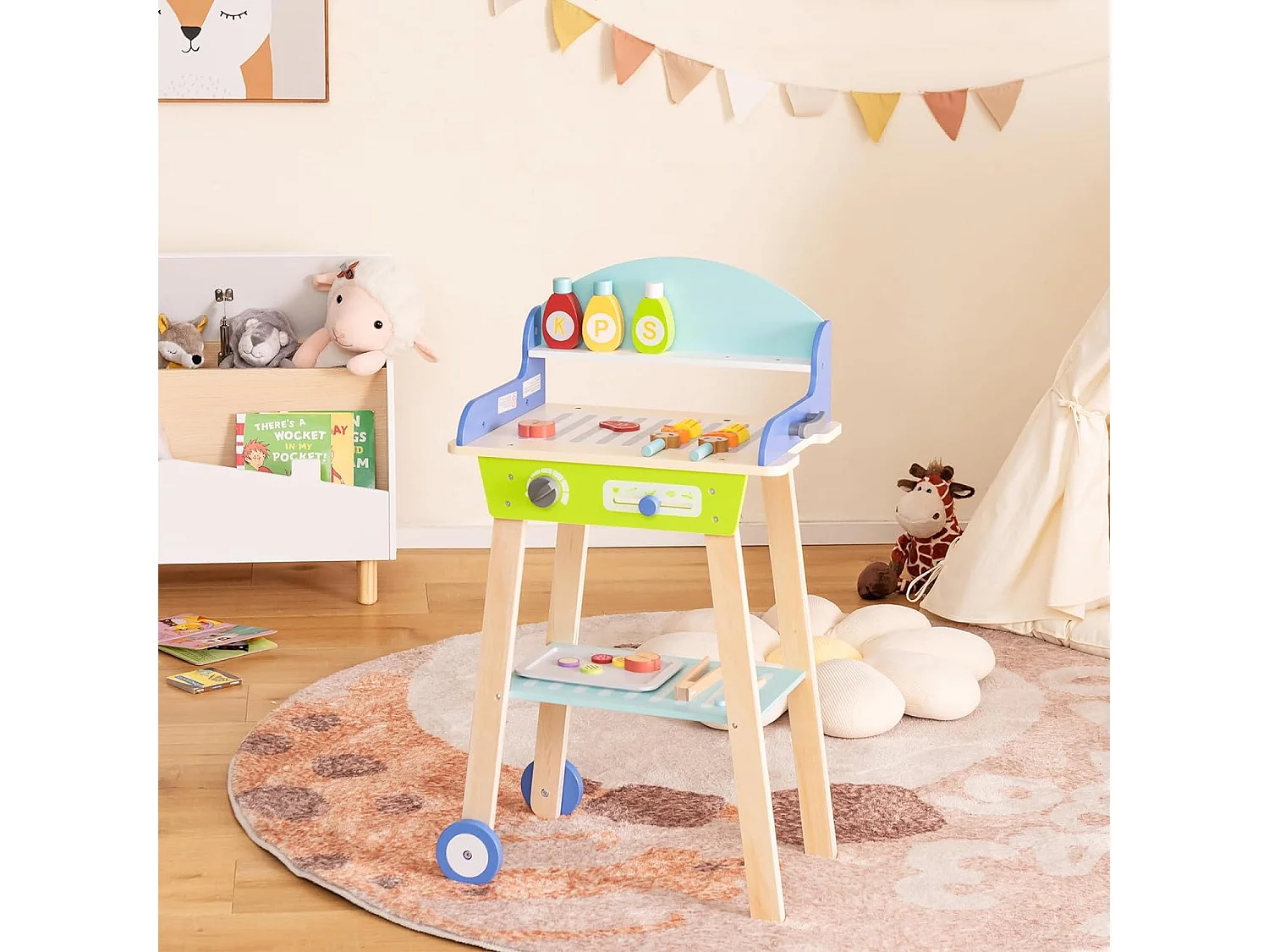 Grill-Kochspielzeug aus Holz