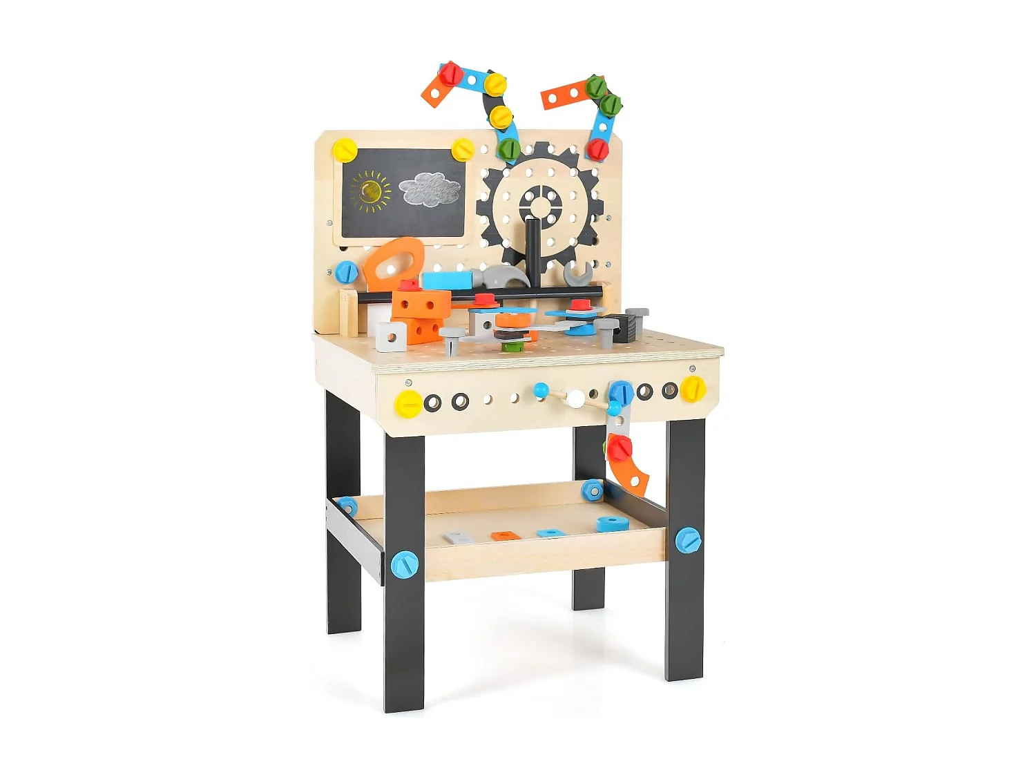 Werkbank Holz mit Tafel