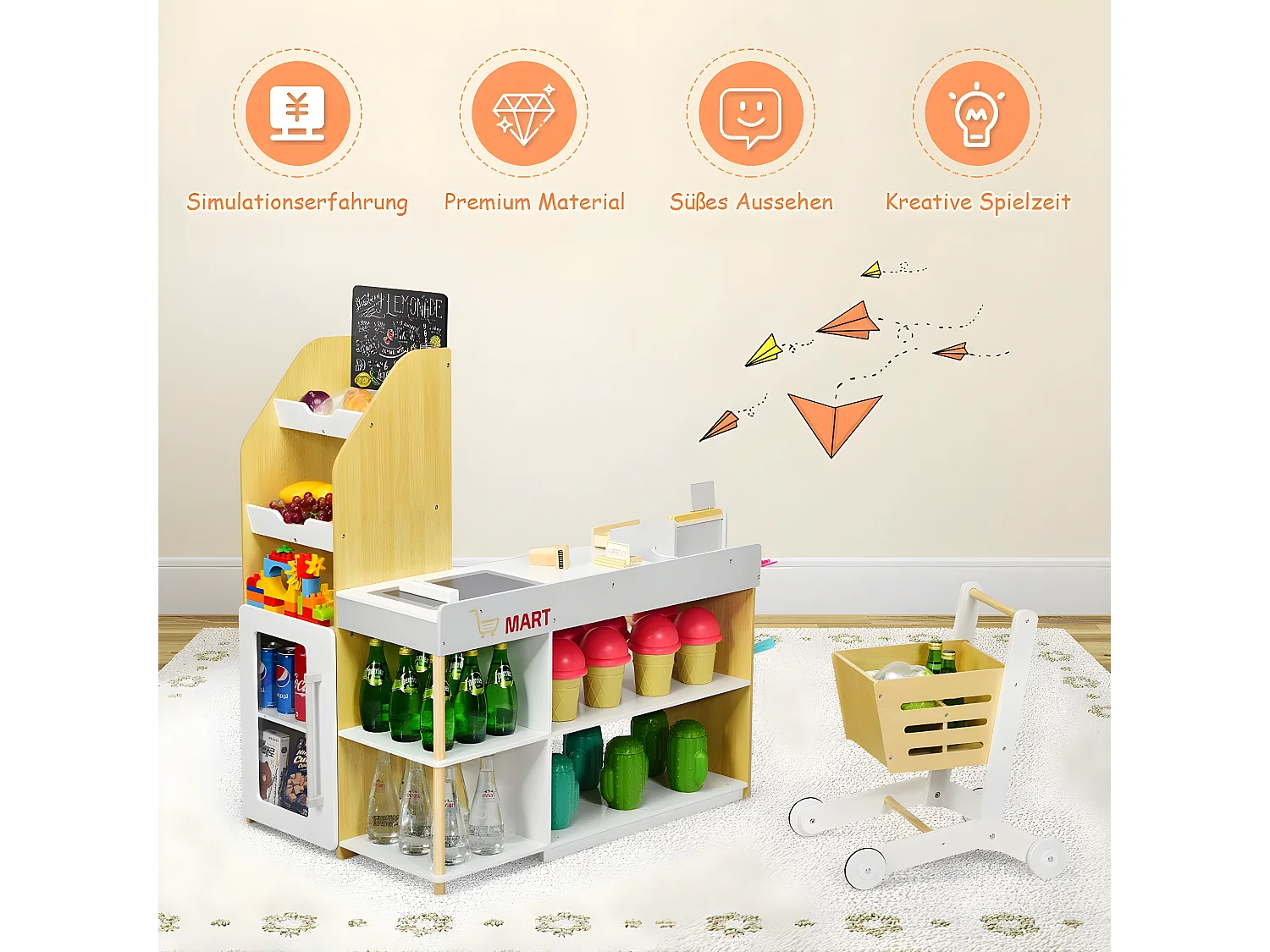 Supermarkt mit Einkaufswagen