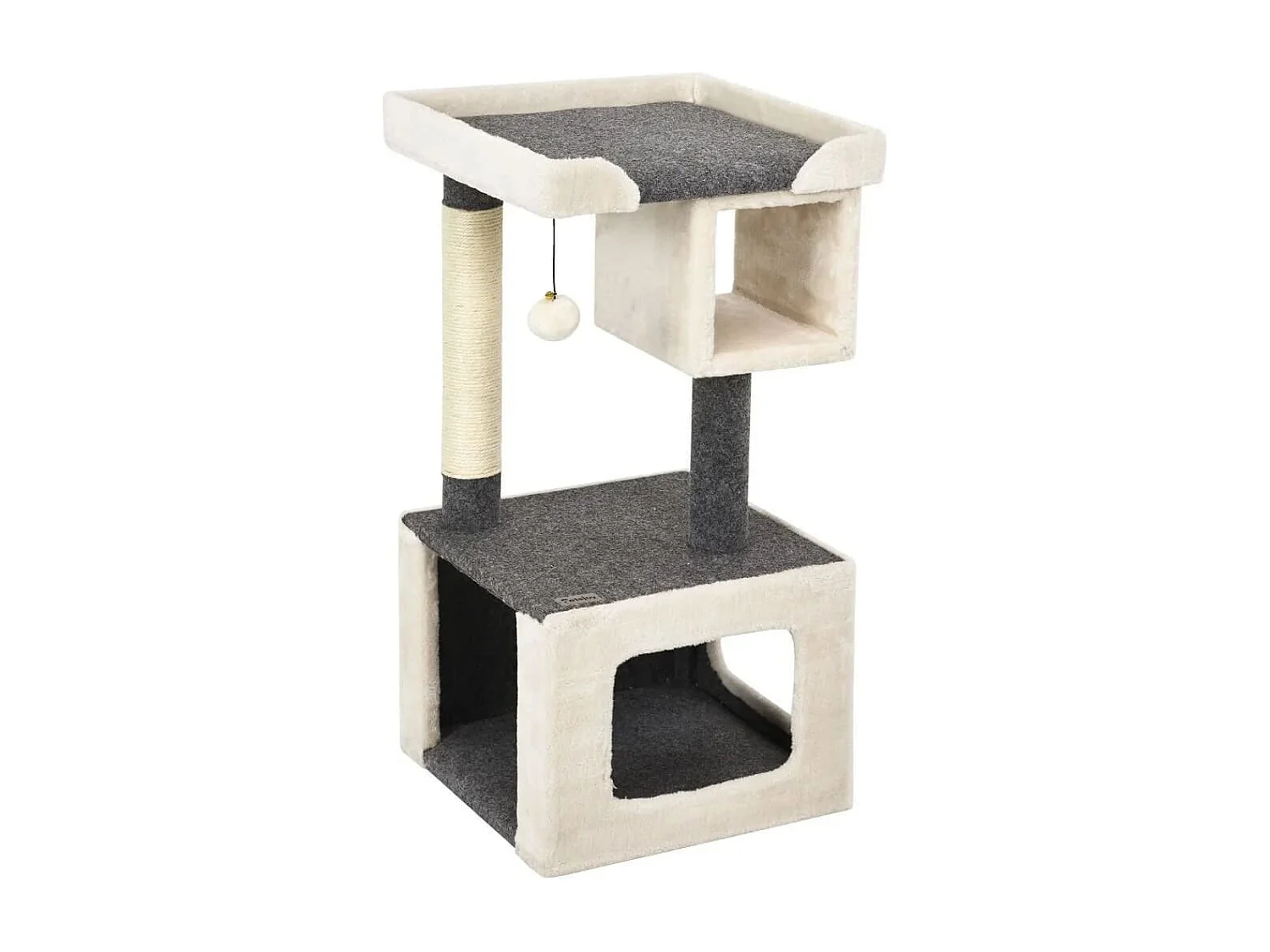 Kratzbaum klein Katzenkratzbaum Holz Katzenbaum stabil Kletterbaum weiß und grau 42x42x80cm