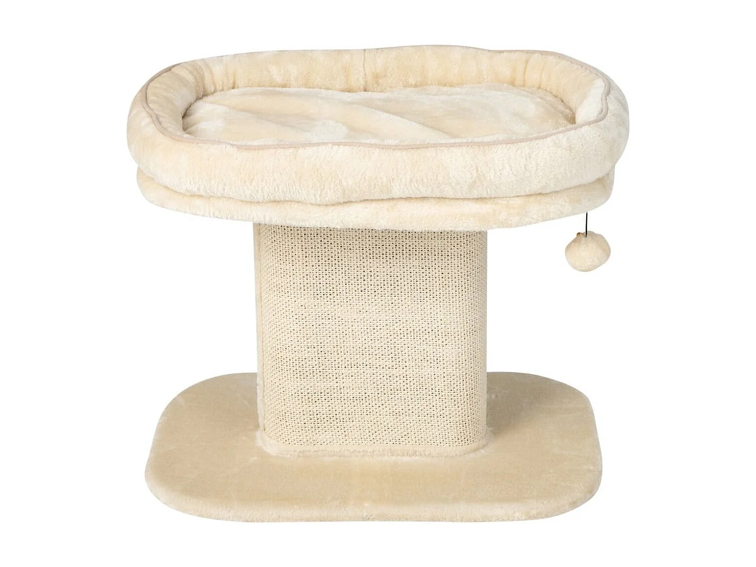 Moderner Kratzbaum Katzenmöbel mit großer Plüschsitzfläche & Sisal-Kratzplatte Beige