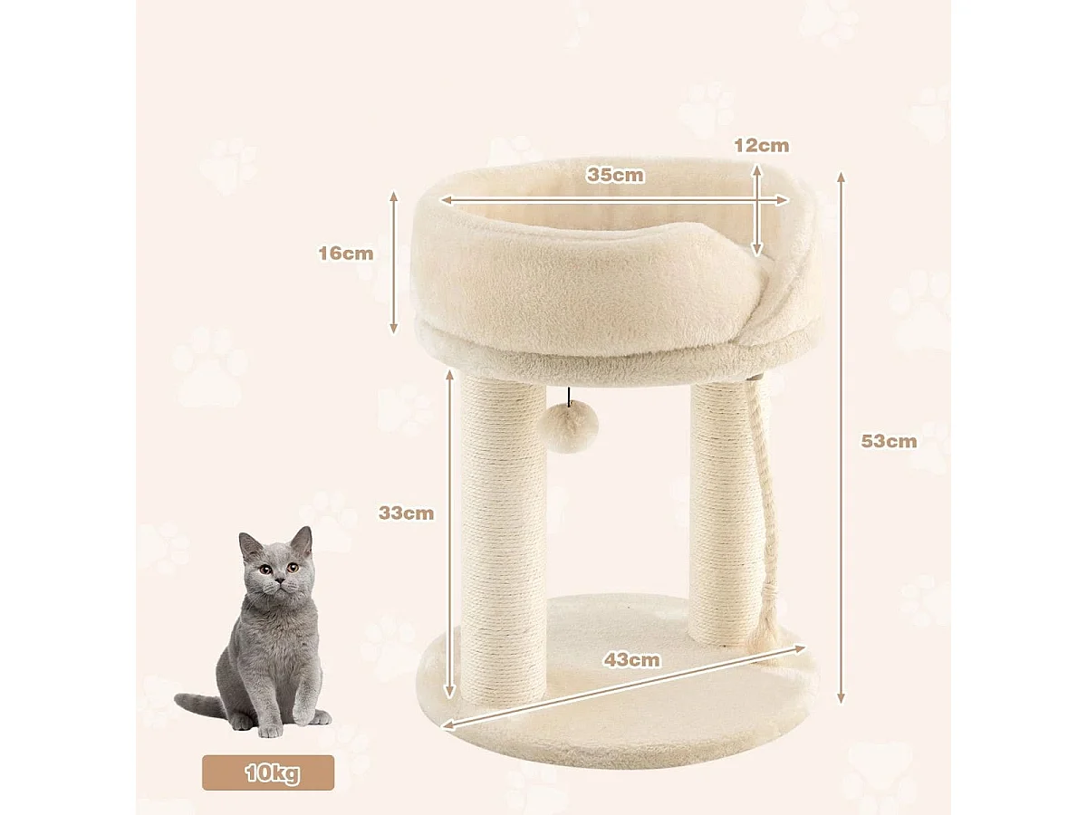 Katzenbaum Katzenkratzbaum mit Weicher Sitzfläche Sisalturm für Katzen Beige