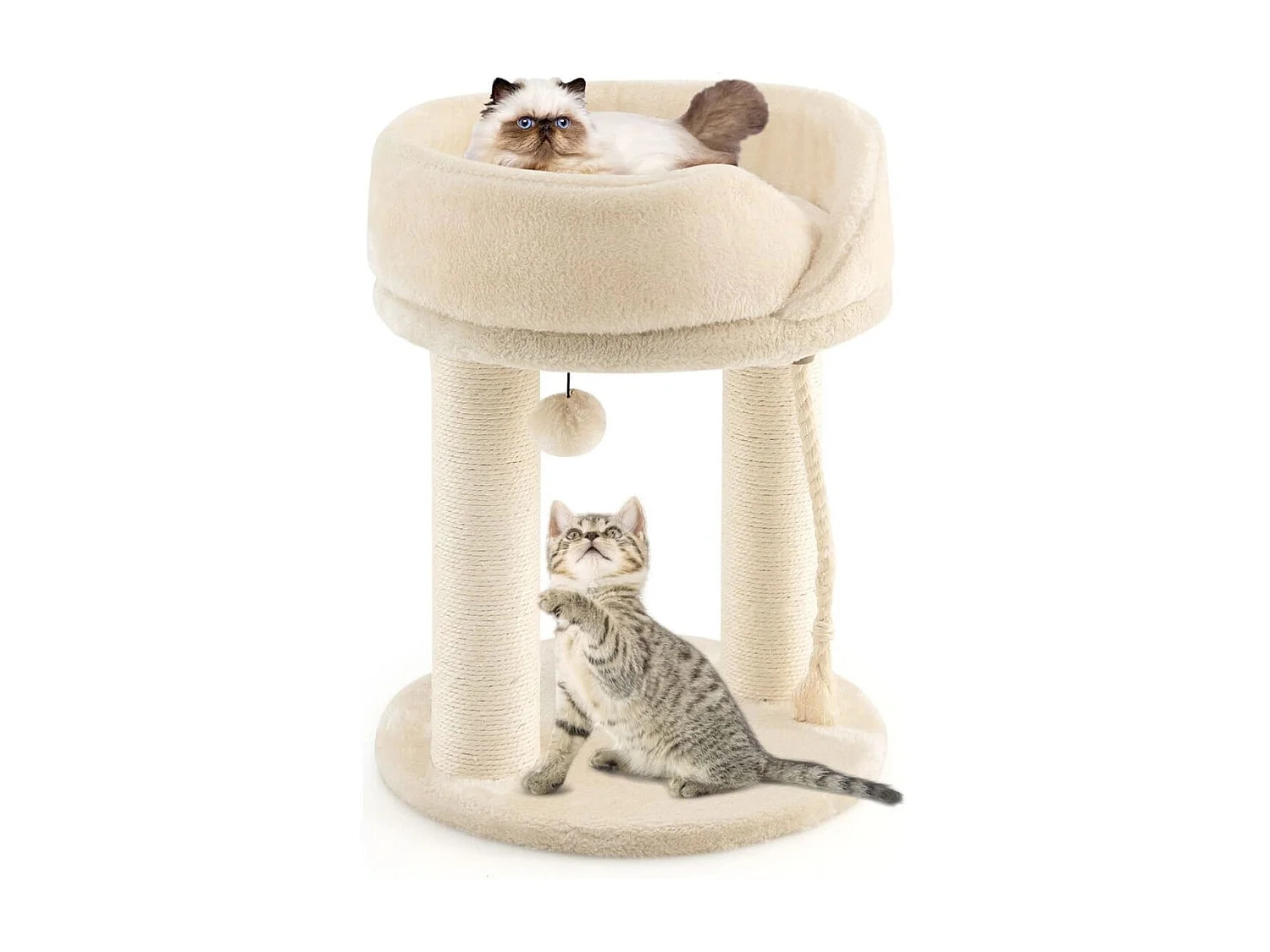 Katzenbaum Katzenkratzbaum mit Weicher Sitzfläche Sisalturm für Katzen Beige