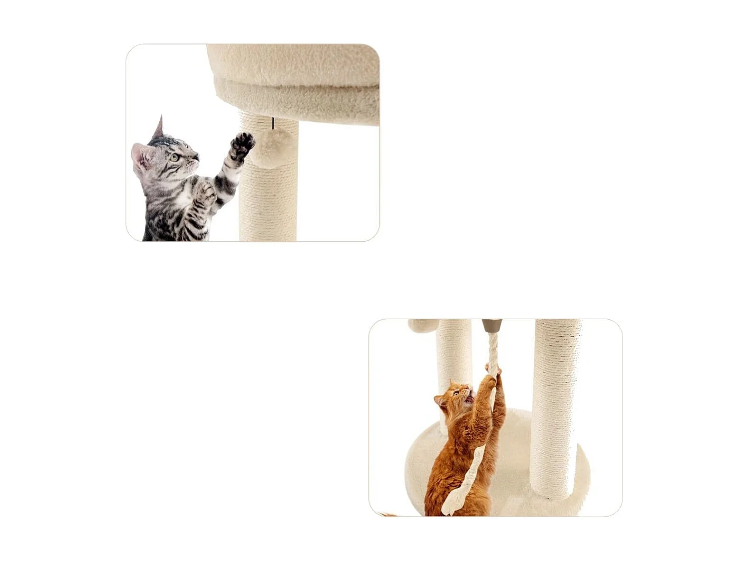 Katzenbaum Katzenkratzbaum mit Weicher Sitzfläche Sisalturm für Katzen Beige