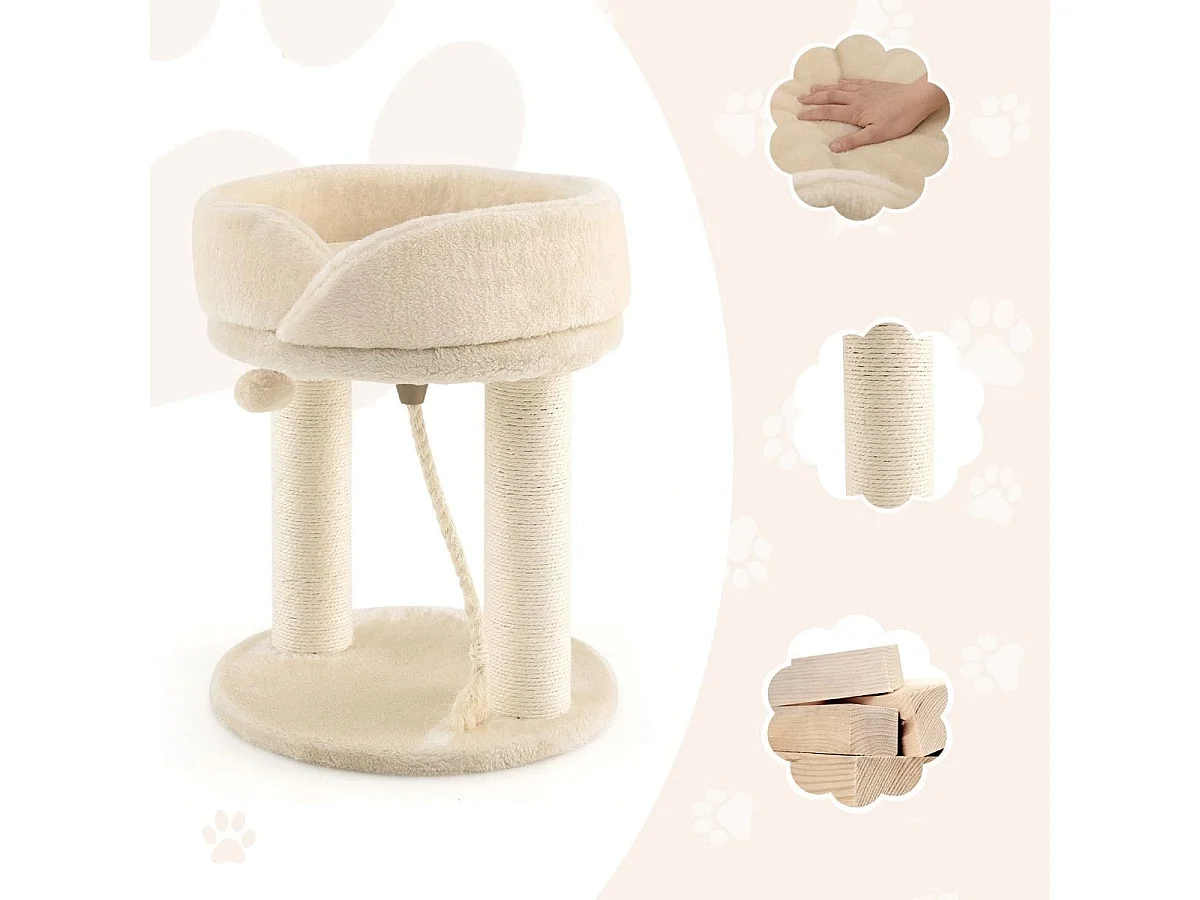 Katzenbaum Katzenkratzbaum mit Weicher Sitzfläche Sisalturm für Katzen Beige