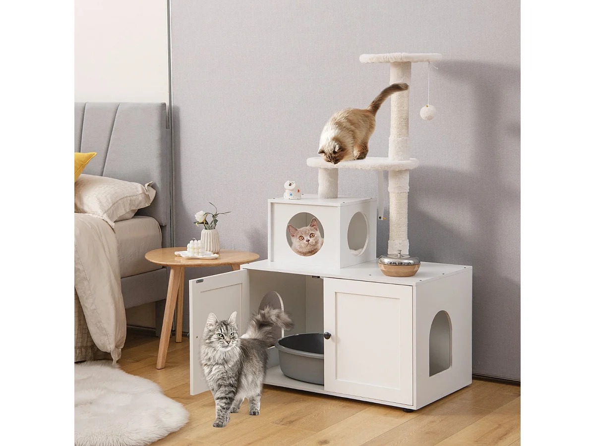Kratzbaum mit Katzentoilettenfach Katzenliege