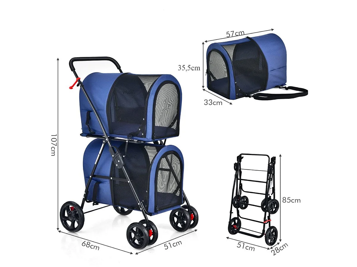 Poussette pliable 4 en 1 « Transporter » pour petits animaux