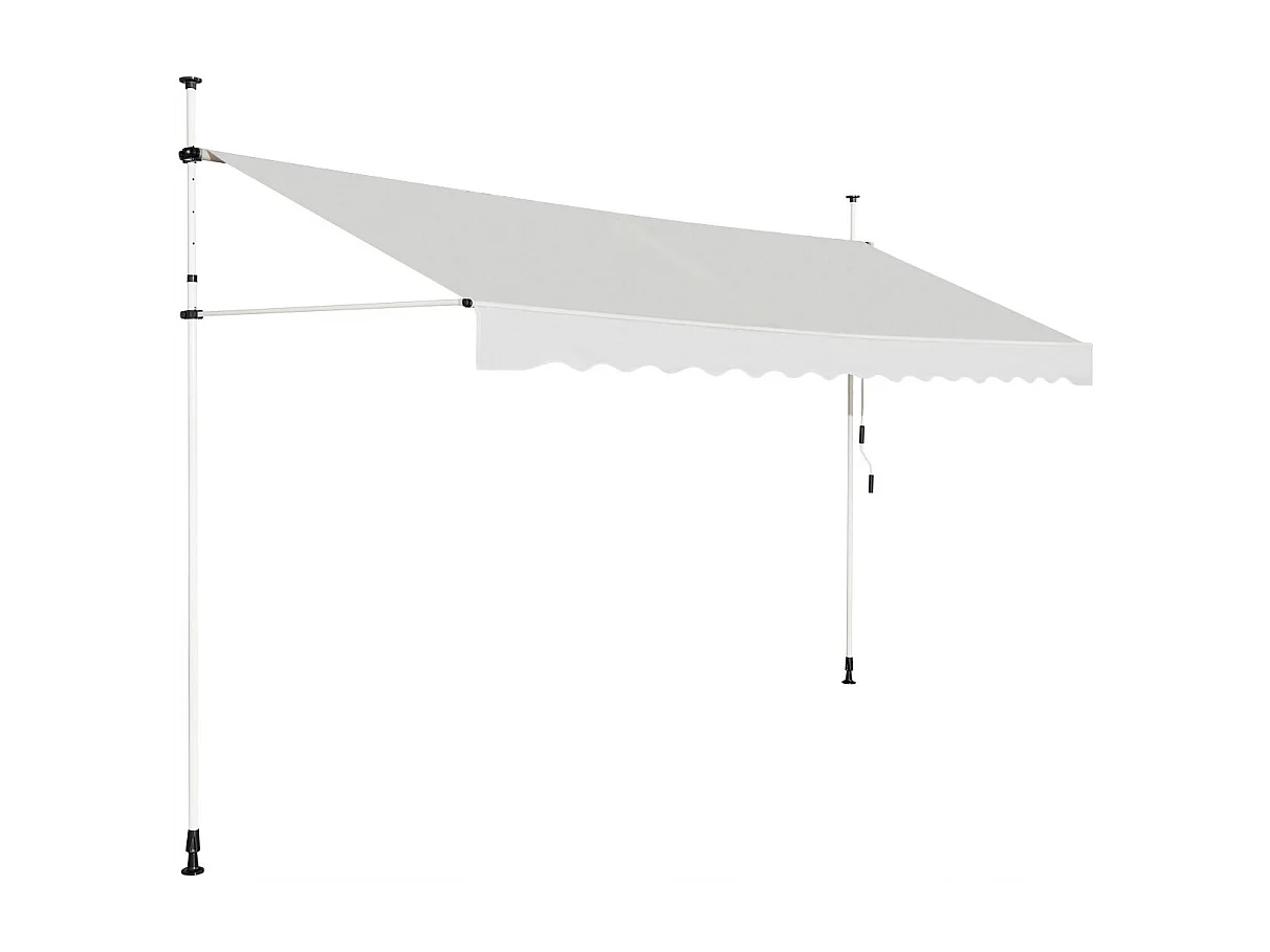 395 cm Breit Klemmmarkise ohne Bohren UV-beständige Balkonmarkise Höhenverstellbare Markise Beige