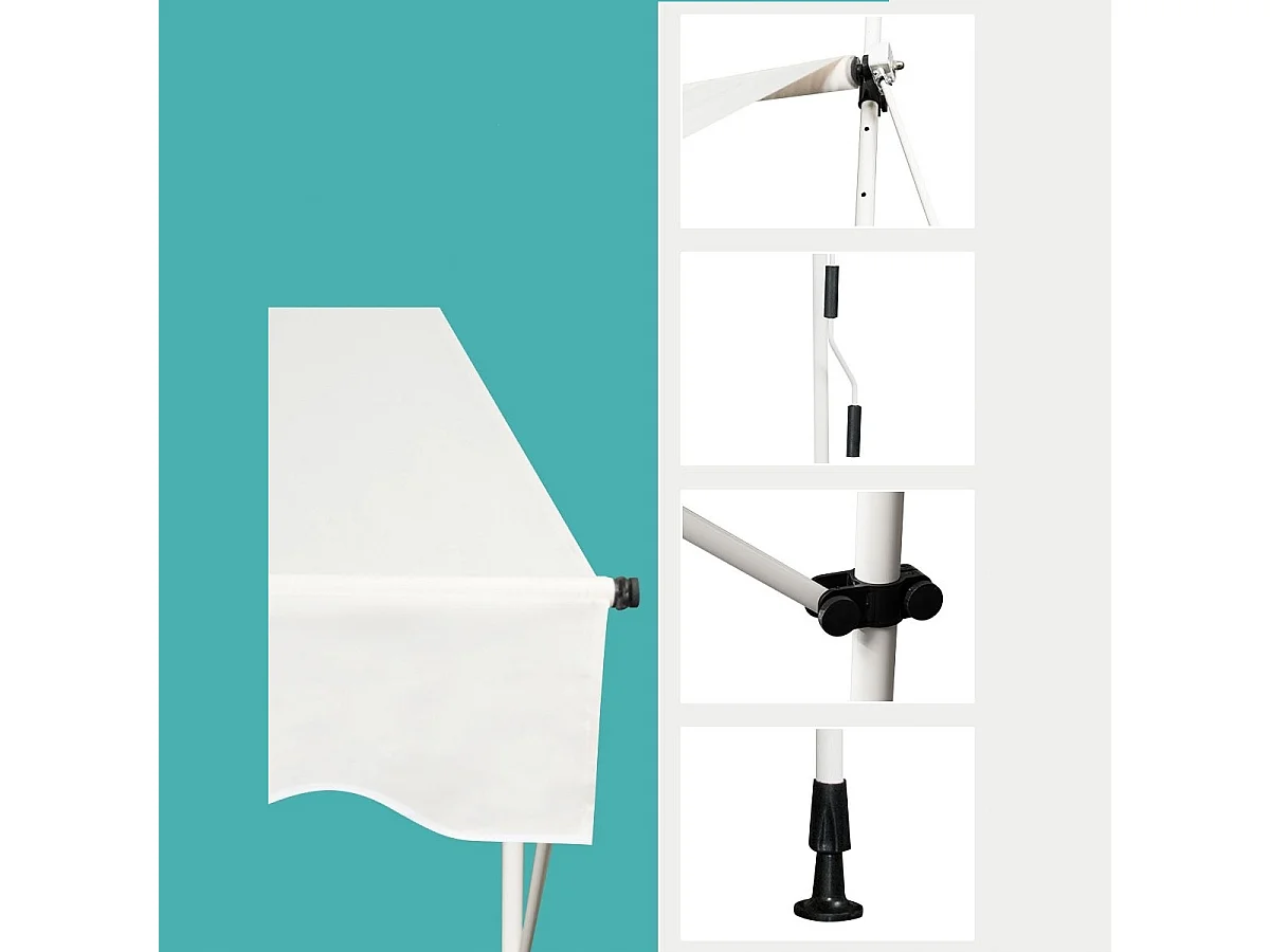 395 cm Breit Klemmmarkise ohne Bohren UV-beständige Balkonmarkise Höhenverstellbare Markise Beige