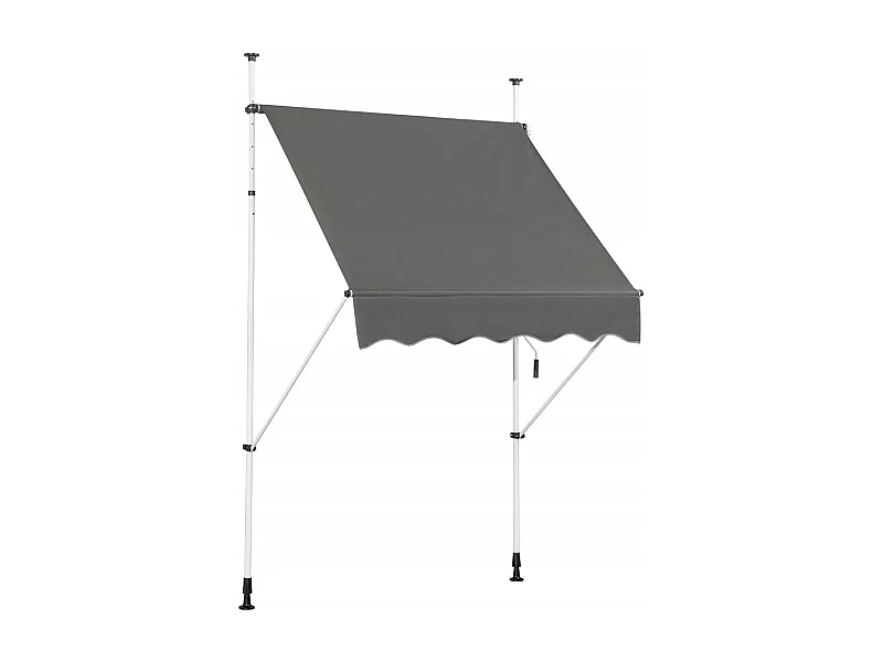 Ausfahrbarer Baldachin Sonnenschutz mit Kurbel höhenverstellbare Markise 150 x 120 cm Grau