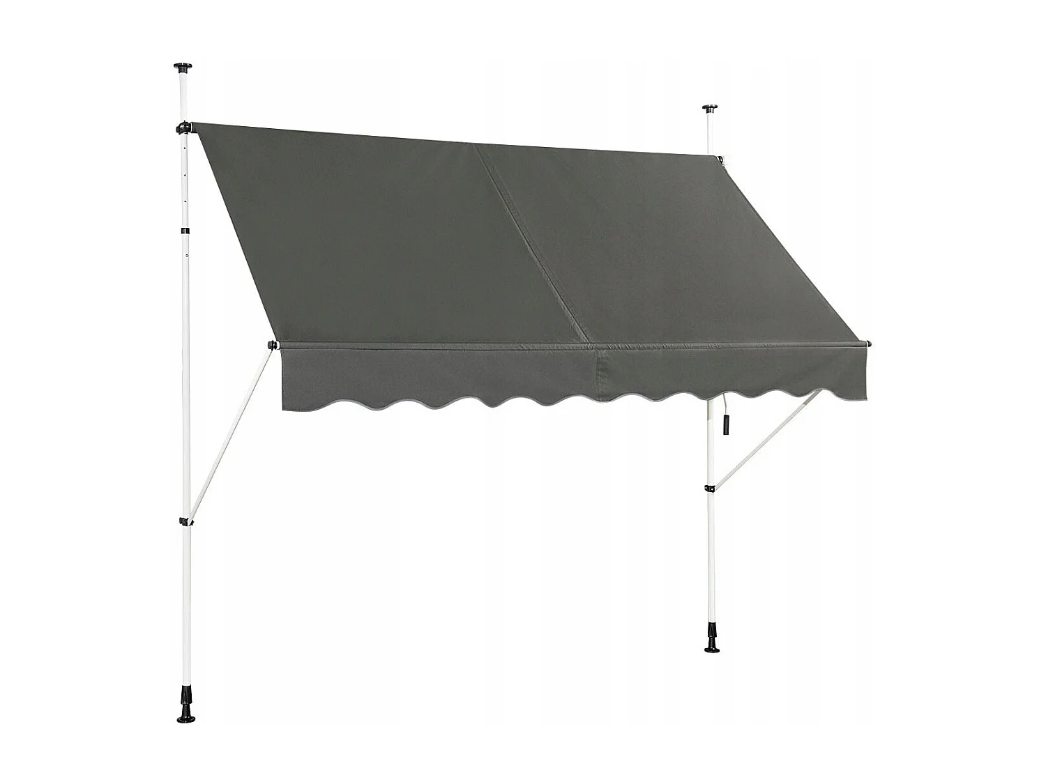 Klemmmarkise Balkonmarkise höhenverstellbar Markise mit Handkurbel Sonnenschutz  250 x 120 cm Grau