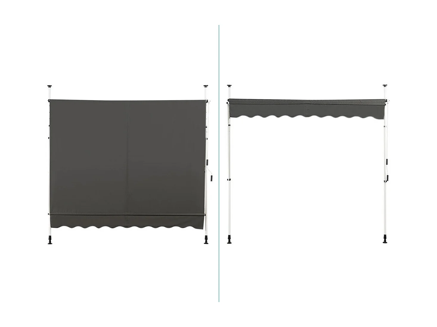 Klemmmarkise Balkonmarkise höhenverstellbar Markise mit Handkurbel Sonnenschutz  250 x 120 cm Grau