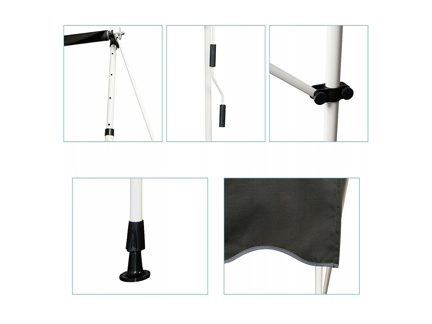 Klemmmarkise Balkonmarkise höhenverstellbar Markise mit Handkurbel Sonnenschutz  250 x 120 cm Grau